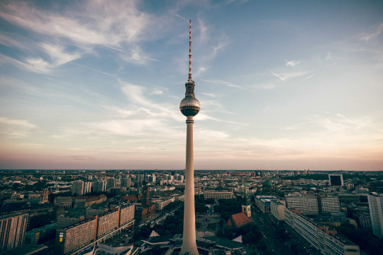 Wide angle shot of the Berlin TV tower